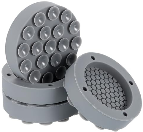 QUARKZMAN 4Pcs Patins Anti-Vibration, Patins Anti-Vibration Pour Machine À Laver Stabilisateur Pieds De Support Tapis Avec Ventouses Forte Adsorption, Gris