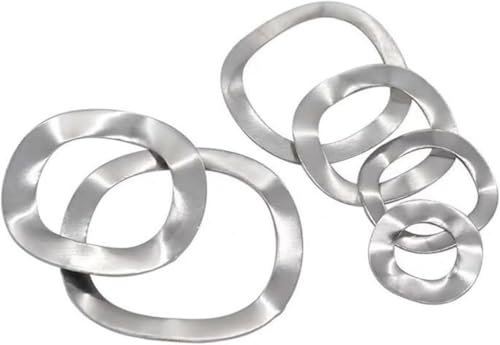 Arandela ondulada, arandela elástica, 50 piezas de arandela elástica de tres ondas de acero inoxidable 304 M10*15 * 0,3 Arandela ondulada Arandelas elásticas