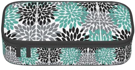 WOPQS Dahlia Trousse à crayons multifonction avec motif fleur de dahlia, Noir , Taille unique, Organiseur de sac