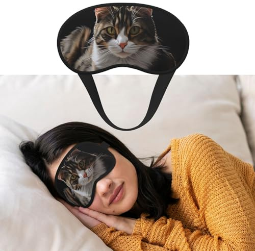Augenmaske zum Schlafen, atmungsaktiv, lichtblockierend, Schlafmaske, getigerte Katze, Nacht, Augenbinde, weich, bequem, Nacht-Augenschutz, für Männer und Frauen, Augenabdeckung für Nickerchen zu