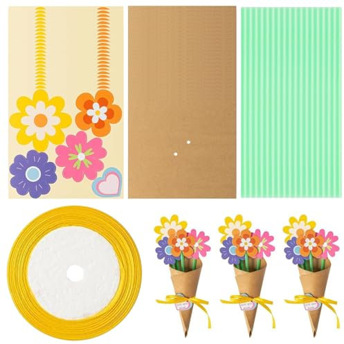 MOUNTTU 24er-Set Papierblumen zum Basteln, lustiges DIY-Papierblumenstrauß-Bastelset, Muttertagsstrauß-Set, dankbares Geschenk für Frauen, Mama, Blumenpressset, Strauß-