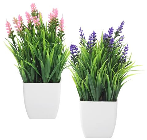 DAWRIS Mini Piante Artificiali in Vaso Plastica, Piccole Piante Finte da Interno, Piantine Finte Decorative Artificiale con Vasetto per Tavolo, Bagno, Ufficio Decorazione Interno