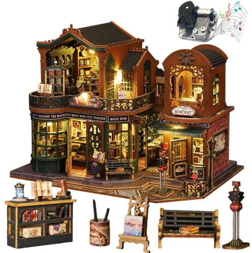 TOPBSFARNY DIY Miniaturhaus Bausatz mit Möbeln, LED-Beleuchtung, Holz Puppenhaus Set für Erwachsene, Geschenk (Ohne Staubschutzhaube)