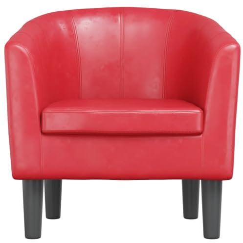 HEFZGDB Clubsessel Rot Kunstleder Wohnzimmerstühle Lesesessel Bequem Loungesessel Wohnzimmer Kleiner Sessel für Arbeitszimmer Sitzungszimmer Wohnbereich Balkon