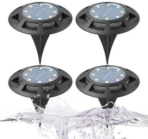 Solar In-Ground Light for Outdoor,Waterproof LED In-Ground Solar Powered Lights - 4X Decorative Landscape Lighting for Outside Patio Pathway Lawn Yard Flowerbed