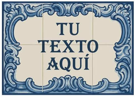 Azulejo Personalizado Estampado Andaluz con tu Texto Cerámica baldosa Frase Tamaño 30x20 cm (Diseño 1 (azul))