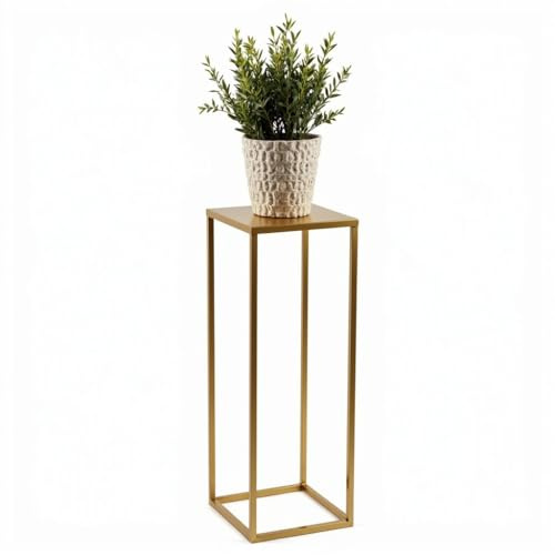FRAMADO - Pflanzenständer Ferro - 24x24x70cm - Farbe Gold - für Zimmerblumen - Metallregal - Dekorativer Tisch - Blumenständer - für Zimmerecke, Wohnzimmer, Balkon