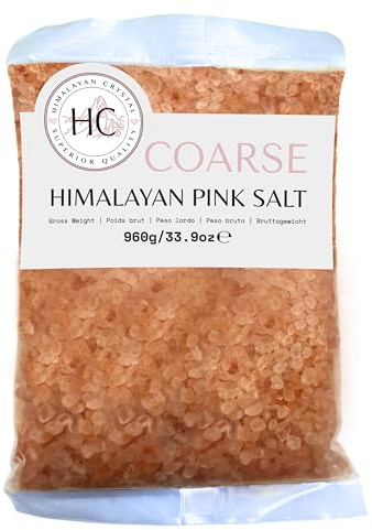 HC Himalayan Pink Salt Crystals, Coarse, 950g, 100% Natural Rock Salt for Grinders
