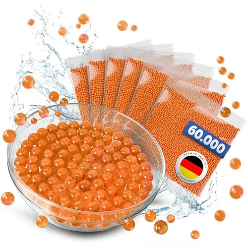 Bojani 60.000 Wasserperlen in blau, grün, gelb, rot, orange, türkis oder bunt gemixt, Geburtstagsdeko, Hochzeitsdeko, Party Deko, Tischdeko, Weihnachtsdeko (Orange)