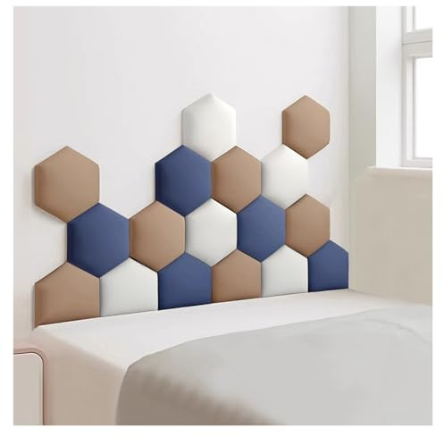 AYVADA Panneaux muraux rembourrés, Rembourrage Mural Anti-Collision pour Enfants, Autocollants muraux hexagonaux 3D, tête de lit Murale pour Chambre (Bleu foncé, 180 x 105 cm)