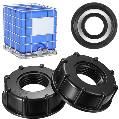 Adaptador IBC 1 Pulgada Roscado Interno, 2 Unidades Tapa Adaptadora IBC, Cierre de Grifo de Salida para Tanque IBC de Plástico S60x6 Accesorios para Contenedores de Agua 1000l