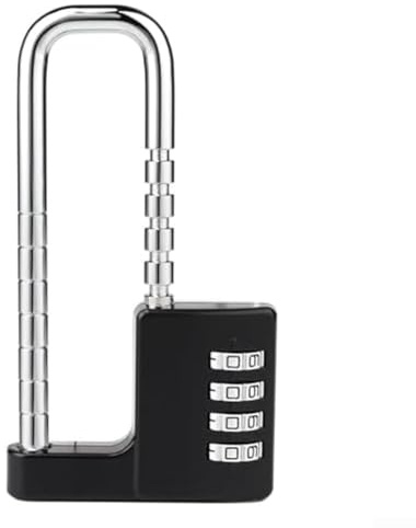 Niceminiwall Candado de combinación ajustable con código de 4 dígitos para cerrar, cerradura de seguridad de aleación de zinc gruesa para armarios de almacenamiento de gimnasio escolar, grillete largo