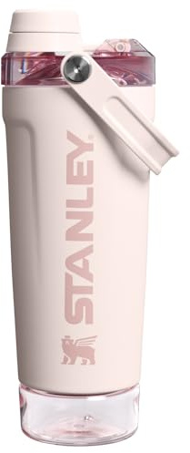 STANLEY Vitalize Shaker Bottle 20oz | Auslaufsicherer isolierter Edelstahl Shaker Cup | Basislagerung und Twist On Fast Flow Deckel | Proteinshakes und Pre Workout Puder | BPA-frei | Rosenquarz