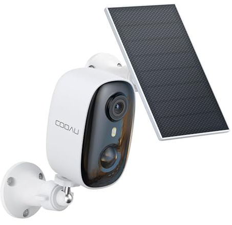 COOAU 4MP Überwachungskamera Aussen Akku Solar Set, 5GHz/2.4GHz | 2.5K Kabellose Outdoor WLAN Kamera Überwachung Aussen, 5GHz/2.4GHz, Ohne Monatliche Gebühren, Farb-Nachtsicht, Alexa