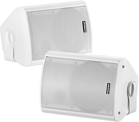 Enceintes murales STUDIOFINIX 4 Pouces 200W étanches Bluetooth 5.1, Multi-Sync + télécommande IR. Intérieur/extérieur, terrasse, Garage, Jardin (401BLE, Blanc, Paire)