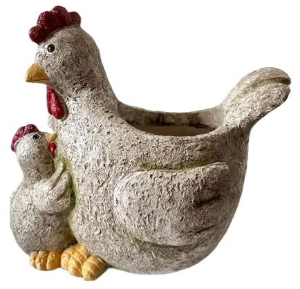Generisch Macetero de pollo – Planta de paletas europeas, resistente a la intemperie y versátil, maceta , maceta con estatua de pollo – Decoración