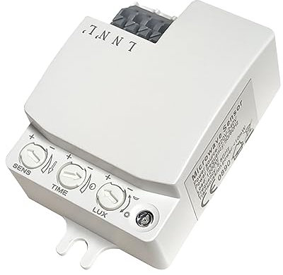 LED ATOMANT Detector de Movimiento por Radar HF 5.8GHz, con Sensor Luminico Regulable, Alcance 10m, Invisible, Instalacion en Interior de plafones, para LED