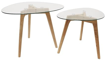 HOME DECO FACTORY - HD3212 Tables Gigognes - Conçu pour Modulabilité de l'espace - Verre Trempé Transparent - Dimensions 60 x 45 x 43 cm et 50 x 38 x 40 cm