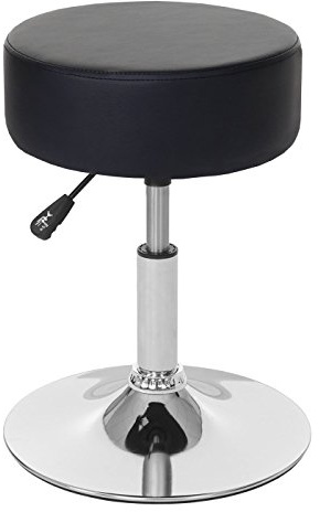 Mendler Hocker HWC-C22 Ø35cm - Kunstleder, schwarz | Sitzhocker, Schminkhocker, höhenverstellbar