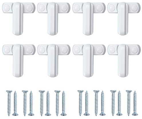 Kamtop Fenstersicherung 8er Set Sash Jammers Schärpe Blocker Weiß Zinklegierung Fenster Jammer Sicherheit Jammer Schlösser mit Befestigungsschrauben für UPVC PVC PVC Fenster Tür Home Security