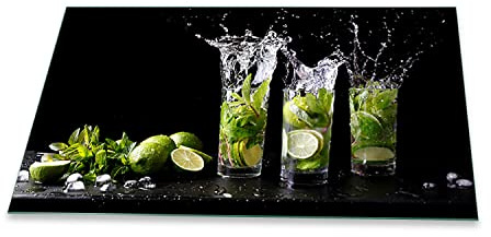 decorwelt | Herdabdeckplatten 90x52 cm 1-Teilig Cocktail Schwarz Ceranfeldabdeckung Universal Spritzschutz Glas Elektroherd Induktion für Kochplatten Herdschutz Schneidebrett Sicherheitsglas