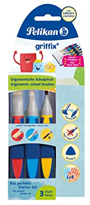Pelikan griffix 3er Pinsel-Set, mit 2 Borstenpinseln (Größe 12, Größe 6), sowie 1 Haarpinsel (Größe 6), mit Pinselband