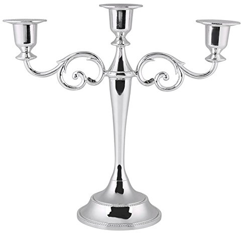 Estink Candelabro a 3 Braccia in Metallo, Stile Europeo, Supporto per Matrimonio, Argento