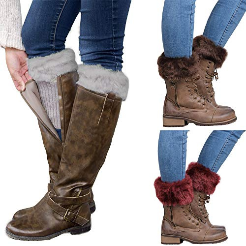 Kaxich 3 Paar Damen Winter Stricken Stulpen Socken Beinlinge Verdicken Legwarmers Warm Stiefelsocken Strickstiefel Beinstulpen Beinwärmer Boot Abdeckung