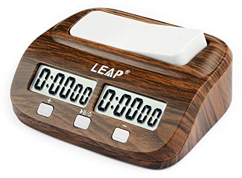 LEAP Chess Clock Digital Chess Timer Professional for Board Games Timer with Alarm Function (Official Store) Wood Appearance