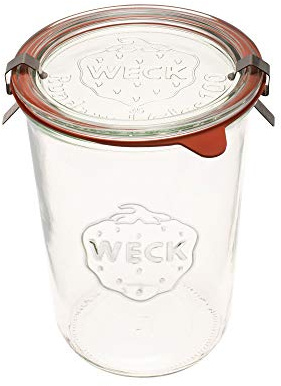 Weck Canning Jars 743 - Weck Mold Jar made of Transparent Glass - Eco-Friendly - Food Storage Container with Lid Airtight - 3/4 Liter Tall 1 Jar with Lid and Rubber Gasket
