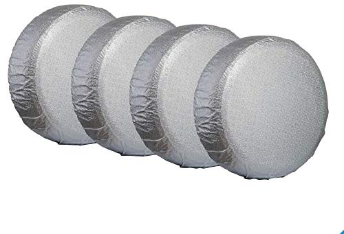 4 Stück Autoreifenabdeckung, Ersatzreifenschutz 25Zoll Wasserdichter Radreifenabdeckungen Sonnenschutz Staubdichte Reifenabdeckung Radschutzhülle für LKW Auto Wohnmobil Anhänger SUV,Silber