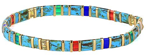 KELITCH Damen Armbänder Bunte Strang Stretch Vintage handgefertigt Glücksbringer Armbänder Gemischte Freundschaftsbänder