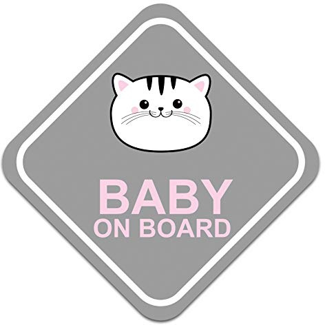 Baby on Board Aufkleber Auto 10x10cm Tier Motiv Sticker Autoaufkleber für Heckscheibe Kofferraumdeckel Kfz Zubehör Selbstklebend Wetterfest R127 (Nr. 7 Katze)