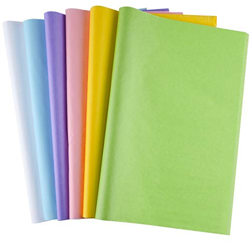 MIAHART Papel de seda multicolor a granel, 60 hojas de papel de regalo surtido para el feliz día de Pascua, manualidades de bricolaje, fiesta de cumpleaños, embalaje, decoración, 6 colores
