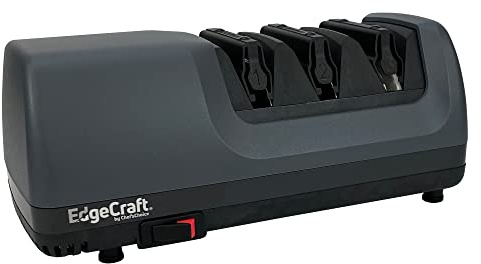 EdgeCraft E1520 Electric Knife Sharpeners for 15 and 20-Degree Straight and Serrated Knives Diamond Abrasives Precision Angle Control, 3-Stage, Gray