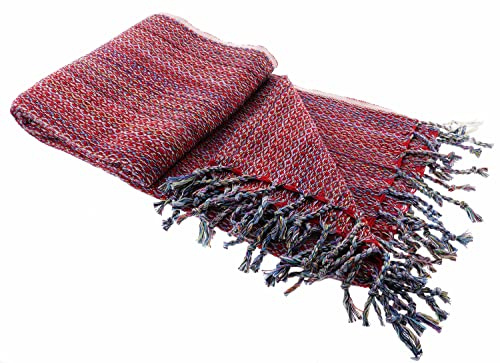 Stefano Ferrante MUTICOLOUR Hamamtuch (rot) | Saunatuch, Pestemal, Fouta, Strandtuch, Badetuch, 100x180 cm, Baumwolle