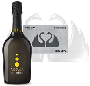 Yeseatis Sabrage Kit - Due Cigni Sabrage Card in Acciaio - Cuvee Prestige Spumante Extra Dry - 0,75 l
