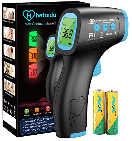 Fieberthermometer Kontaktlos Infrarot Stirnthermometer für Baby Erwachsene, Digitales Thermometer Fieber mit Sofortige und Genaue Ablesungen, Fieberalarm, 50 Speicherfunktion