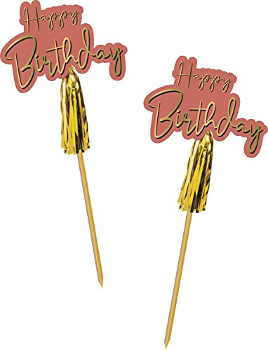 Folat Golden Dusk 68502 Party Picks Pack of 12 Finger Food Skewers Bamboo, Pink, 12 cm
