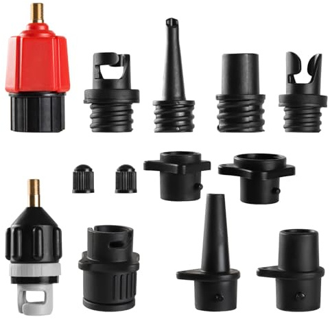 CANIPHA Inflatable SUP Pump Adaptor, Paddle Board SUP Valve Adapter with 9 Standard Conventional Air Pump Nozzles for Inflatables SUP Inflator Adapter Inflatable Boat Paddle Board SUP Board