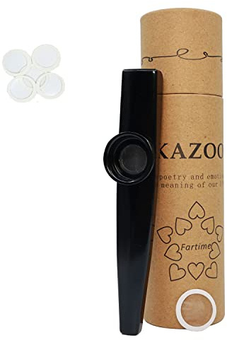 Fartime Black Exquisite Aluminum Alloy Kazoo With 5 Kazoo Flute Diaphragms And A Beautiful Gift Box-Musical Instruments.(black)…