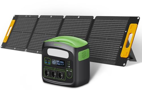NECESPOW Tragbare Powerstation mit Faltbare Tragbare Solarpanel 100W, 483.84Wh Solargenerator mit 230V/700W AC Steckdosen, LiFePO4 Batterien, 100W Solarmodule für Camping, RV, Stromausfälle, Outdoor