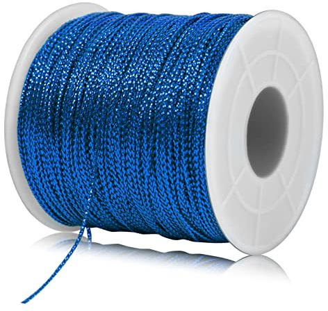 LEREATI Gold Twine String, 100m Metallic Bakers Twine Twist Ties Ornament String Polyester Thread Christmas String for Hanging Decorations, Gift Wrapping, Tags, DIY Crafts (Royal Blue)