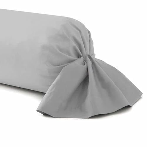 Taie de traversin uni 100% Coton (45 X 205 cm, Gris Clair, 1)