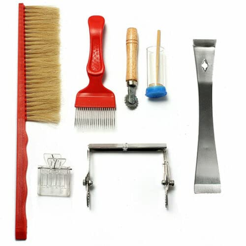 Imkerwerkzeugset mit 8 Bienenräuchern Bienenbürsten Königinnenmarkierungskäfig mit Bienenstock Gabeldeckel Königinnenfalle Rähmchenhalter Stachelradeinsetzer Bienenstockwerkzeug