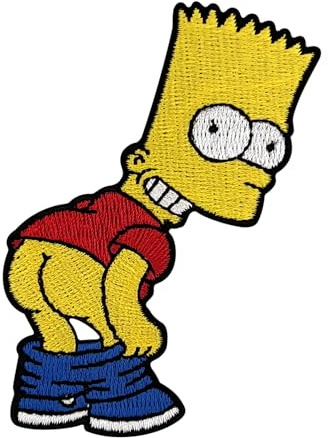 Urbanski Patch Bart Simpson zeigt Po zum Aufbügeln 8 x 6 cm | Aufnäher Applikation Bügelbild