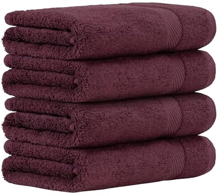 Luckytowel Duschtuch Set 70x140 cm – Oeko-TEX Badetücher aus 100% Baumwolle mit 600 g/m² – Badehandtuch groß mit Aufhängeschlaufe – flauschig & saugstark – Frottee Handtücher Set – 4er Pack Bordeaux