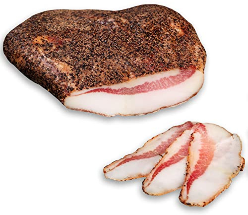 WURSTBARON® Guanciale Fettbacke getrocknet mit Pfeffer, Speck aus Italien, ca. 1,0 kg (Set aus 2x 500g)