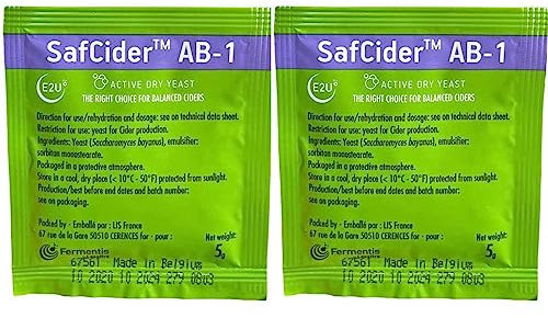 2 Stück Weinhefe Safcider 5g für 20L Apfelwein Fermentis Cider Hefe Trockenhefe für die Vergärung von Weinen