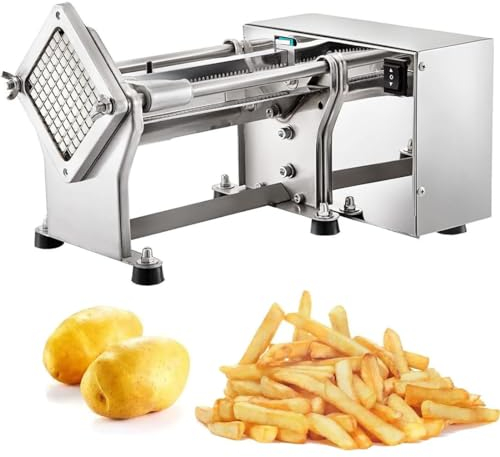 Pommesschneider Edelstahl, Pommes Schneider Gerät mit 7mm,10mm,14mm Klinge, Rutschfester Pommes Frites Schneider, Elektrisch Kartoffelschneider